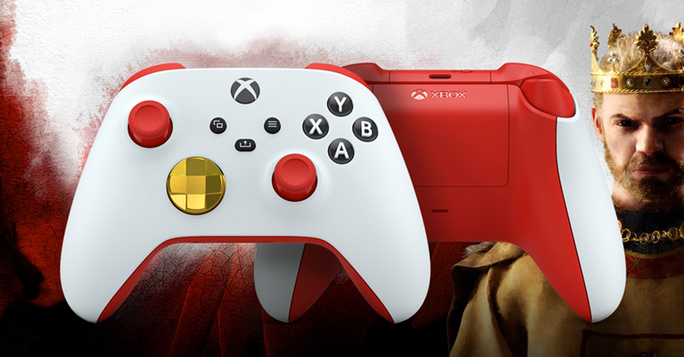 En anpassad Xbox Design Lab-handkontroll inspirerad av Crusader Kings III